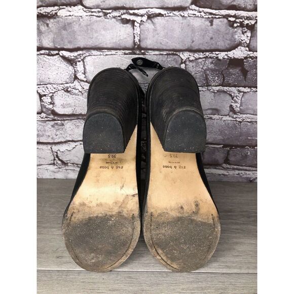 Rag & Bone Black Leather Ankle Back Zip Heel Booties Women Sz 39.5EU/9M US - Picture 9 of 16